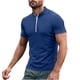 thumbnail image 2 of pstuiky camisetas para hombre, Camiseta deportiva de verano para hombre, de color liso, ajustada, con cremallera, de manga corta y cuello alto camisas casuales para hombre s, 2 of 5