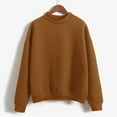 thumbnail image 2 of RYRJJ Women's Sweatshirt Casual Long Sleeve Mock Neck Loose Pullover Solid Color Comfy Y2K Sweatshirts Tunic Top(Brown,L), 2 of 4