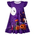 thumbnail image 4 of WhouRiu Girls Halloween Graphic Dresses Sleeveless Flutter Sleeve Crew Neck Dress Kids Comfortable Cute Party Nightgown,9-10 Years, 4 of 4