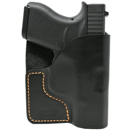 Premium Stitch Black Italian Leather Pocket Holster for Glock (Best Grip For Glock 43)