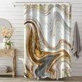 thumbnail image 2 of Marble Shower Curtain, Abstract Modern White and Gold Marble Shower Curtain Set for Bathroom Luxury Liquid Ink Texture Waterproof Polyester Fabric Bathroom Decor with Hooks, 72x84 Inch, 2 of 6