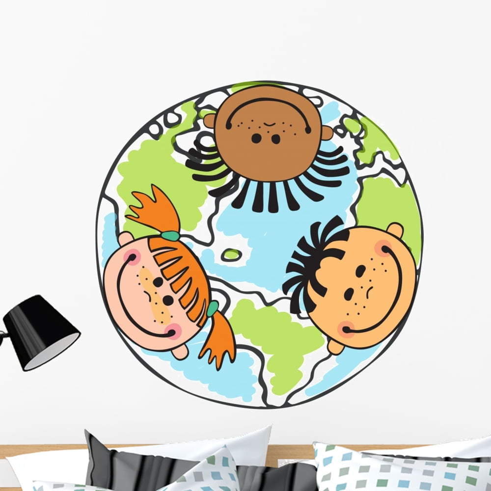 Globe Kids Earth Day Wall Decal Wallmonkeys Peel and Stick Graphics (36 ...