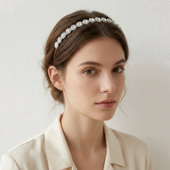 Miallo Silver Rhinestone Crystal Headband for Women & Girls - Sparkly Bridal Wedding Hair Accessories - Elegant Diamond Look Tiara for Prom, Party & Birthday Gift
