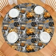 thumbnail image 2 of Gray Background Basketball Elements Pattern Round Fitted Tablecloth with Elastic Edge,Dining Table Cover Waterproof,Outdoor Round Tablecloth for Camping,Dining,Indoor and Outdoor, 2 of 7