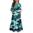 thumbnail image 2 of Mifsaly Summer Dresses for Girls Camo Print Short Sleeve Tiered Maxi Dress Lightweight Flowy Casual Vacation Sundress with Pockets, 2 of 7