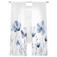 thumbnail image 7 of Blue Spring Floral Sheer Curtains 96 Inch Length 2 Panels Set, Watercolor Botanical Summer Flower Voile Window Treatment Semi Sheer Long Curtains Drapes for Bedroom/Living Room/Kitchen 52"x96"x2, 7 of 7