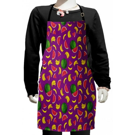 

Fruit Kids Apron Watermelon Bananas Summer Tasty Traits of Nature Cuisine Rhythmic Motifs Print Boys Girls Apron Bib with Adjustable Ties for Cooking Baking Painting Purple Multicolor by Ambesonne