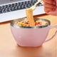 thumbnail image 5 of Cuenco de sopa de arroz aislado de plástico pequeño 15,5 cm | Vajilla resistente al calor | Cuenco portátil para remojo doméstico | Textura de la paja | Verde Azul Rosa | Una sola pieza, 5 of 6