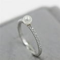 thumbnail image 5 of Uloveido 4.5mm High Luster Simulated-Pearl Cute Petite Half Eternity Cubic Zirconia 925 Sterling Silver Band Ring1.2g Sizes 7 WE248, 5 of 7