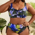 thumbnail image 4 of WRKEKC Plus Size Bikini Sets for Women Print Halter Top Side Tie Bottoms 2 Piece Swimsuit with Removable Cups Summer Beach, 4 of 8