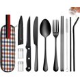 thumbnail image 1 of GHSDFBB Travel Utensil Set, Reusable Stainless Steel Flatware Set with Case, Portable Camping Cutlery Set, 10-Piece Travel Kit Dinnerware Set, 1 of 7