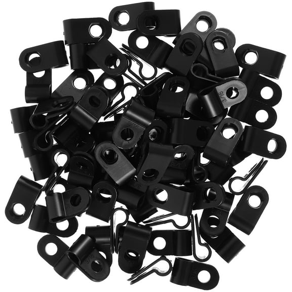 Toyvian 200Pcs Outdoor Cable Clips Black PVC Screw Fixation for Wire Holders