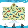 thumbnail image 2 of Rainbow Dinosaurs Tiny Plants Hooded Bath Towel，60"x35" for Ages 3 To 12 Kids, Quick Dry Lightweight Soft Microfiber Hood Beach Towel Cover Up for Kids, 2 of 7