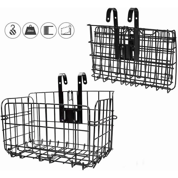 Bike Basket, Front Rear Bicycle Baskets Foldable Bike Cargo Rack for Bike Accessories