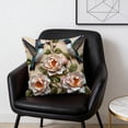thumbnail image 2 of Qiweii Vintage floral bird printed pillow cover，faux embroidered decorative cushion cover，living room sofa home decor accessory, 2 of 6
