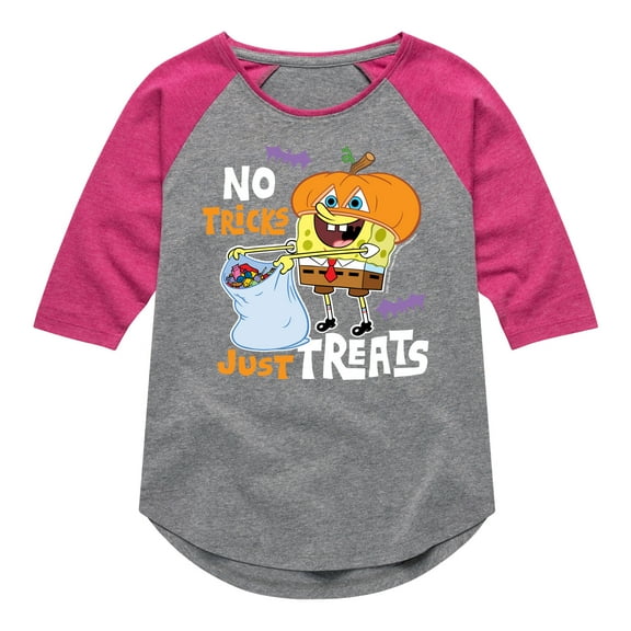 SpongeBob SquarePants - No Tricks Just Treats - Toddler And Youth Girls Raglan Graphic T-Shirt