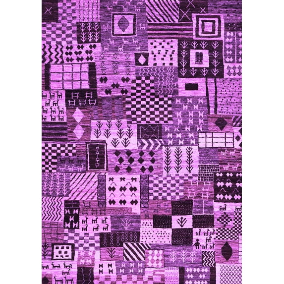 Ahgly Company Indoor Rectangle Abstract Purple Contemporary Area Rugs, 8' x 10'