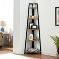 thumbnail image 6 of Danya B. Rustic Free-Standing 5-Tier Pyramid Industrial Corner Shelf in Distressed Wood Finish, 6 of 6