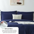 thumbnail image 4 of Davulos King Comforter Set Dark Blue,3 Pieces Solid Comforters Bedding Sets with 2 Pillowcases Lightweight Fluffy Bed Set for All Season, 4 of 10