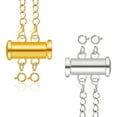 thumbnail image 3 of Chainplus 2PCS Slide Clasp Lock Necklace Connector Multi Strands Slide Tube Clasps for Layered Bracelet Necklace Jewelry Crafts (Gold and Silver), 3 of 7