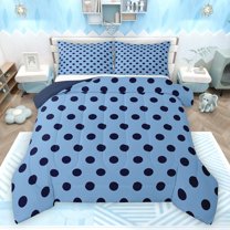 Homewish Kids Children Retro Polka Dots 3 Pieces Queen Comforter Set,Minimalist Circle Ultra Soft Bedding Sets,Mid Century Vintage Geometric Bedding Comforter Set Breathable