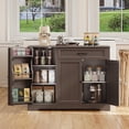 thumbnail image 4 of Aiho 33" H Kitchen Storage Cabinet, Coffee Bar Cabinet with Adjustable Shelves & Doors & Drawers, Sideboard Buffet Cabinet for Kitchen, Dining Room - Dark Brown, 4 of 11