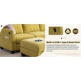 thumbnail image 4 of 124” Modular Linen Sectional Sofa - U-Shaped 6 Seater Couch with Storage Ottoman & USB Ports for Living Room (Yellow), 4 of 14
