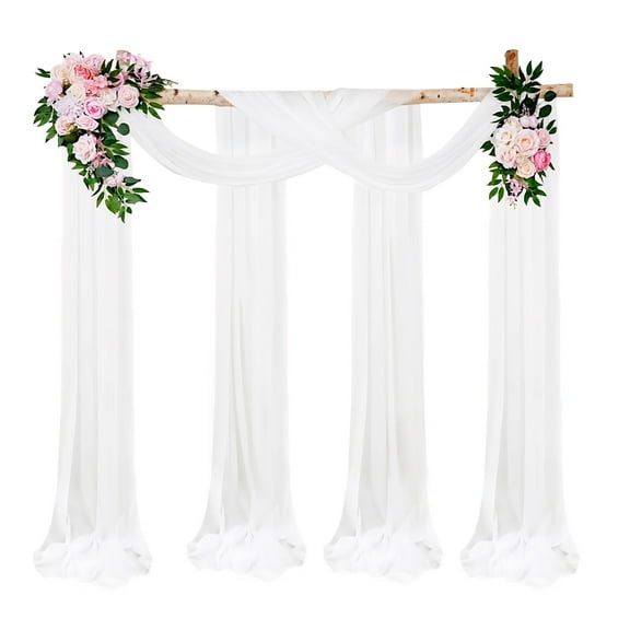 HonorHut Outdoor Curtain Drapes Long Arch Drapes Gauze Curtain Sheer Backdrop Drapes Wedding Party Decoration 29x236Inch 2 Pieces White