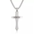 thumbnail image 6 of HOOUN Creative Sword Cross Pendant Stainless Steel Necklace Rolo Chain For Mens Women-vitage black, 6 of 9