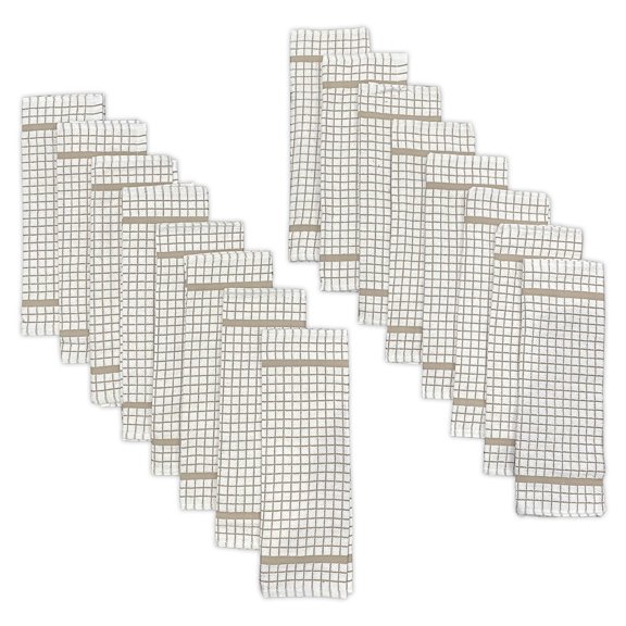 Hampton 16-Piece Check Dishcloth Set in Beige