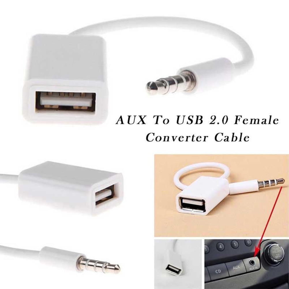 3.5mm Male Audio Plug Jack To USB 2.0 Female Converter Cable Cord for Car MP3 