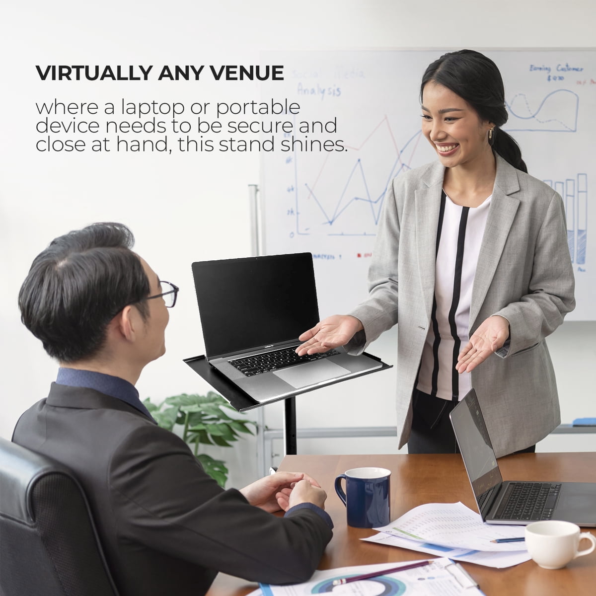 Flashpoint Projector Laptop Tripod Stand, Adjustable FoldableHeight, DJ Gear Holder, Perfect for Office, Home, Stage, Studio Equipment