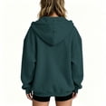thumbnail image 4 of Hearthz Women's Zip Up Hoodie Jacket Solid Color Drop Shoulder Oversized Zip Up Hoodie for Women Fall Winter Warm Women’s Jackets with Pocket Dark Green XXL, 4 of 4