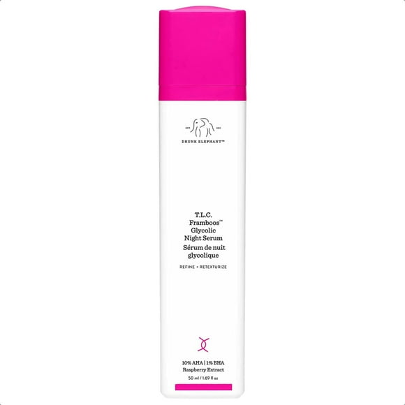 Drunk Elephant T.L.C. Framboos Glycolic Night Serum - Skin Care Brightening Night Serum. Repackaging (50 mL / 1.69 Fl Oz)