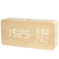 thumbnail image 1 of Amdohai LED Digital Wooden Alarm Clock APP Control Time/ Temperature/ Humidity/, 1 of 7