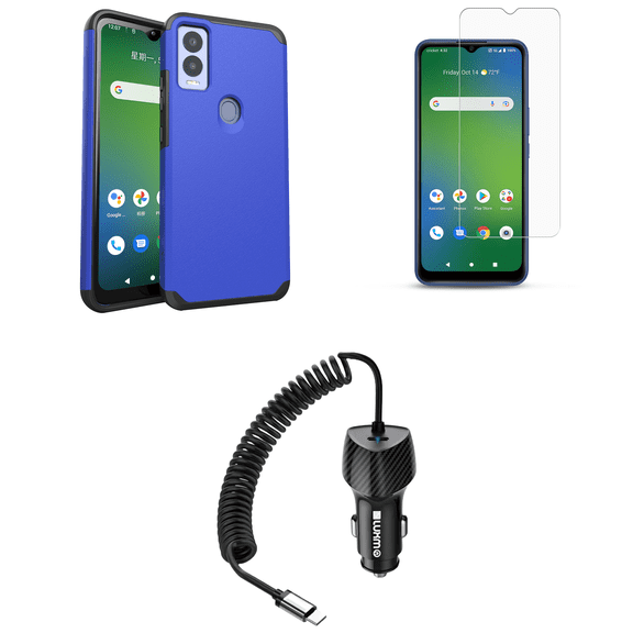 Bemz Phone Case for AT&T Propel 5G with Dual Layer Armor Magnetic Case, Tempered Glass Screen Protector, 40W USB-C High Power Car Charger (Extra Type-C Port) - 5 Foot (Cobalt Blue)