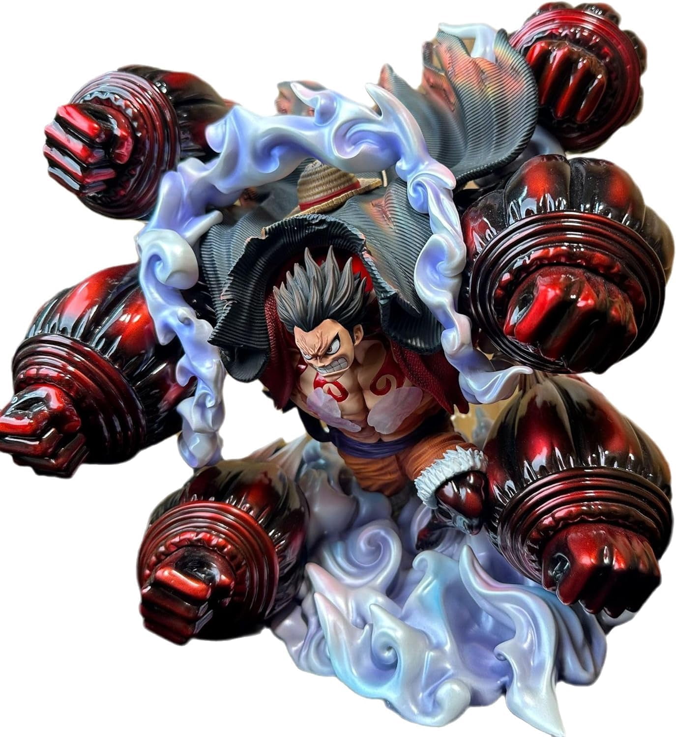 Luffy Figure Fourth Gear Luffy Figures Big Size Luffy Figures Statue PVC Handmade Collectible Model Decoration for Anime Fans (White)