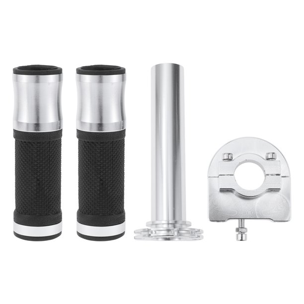 Empuñaduras de manillar de motocicleta Unique Bargains 7/8" 22mm 15/16" 24mm Kit de cubiertas de aleación de aluminio y goma para motocicleta, scooter, bicicleta, ATV tono plateado 1set