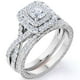 thumbnail image 1 of JeenMata Anillo de Bodas de 1,25 Uds, Moissanita Cuadrada, Doble Halo, Banda Retorcida, Inspiración Vintage, Pavé, Engastado en Oro Blanco de 18 K sobre Plata, 1 of 6
