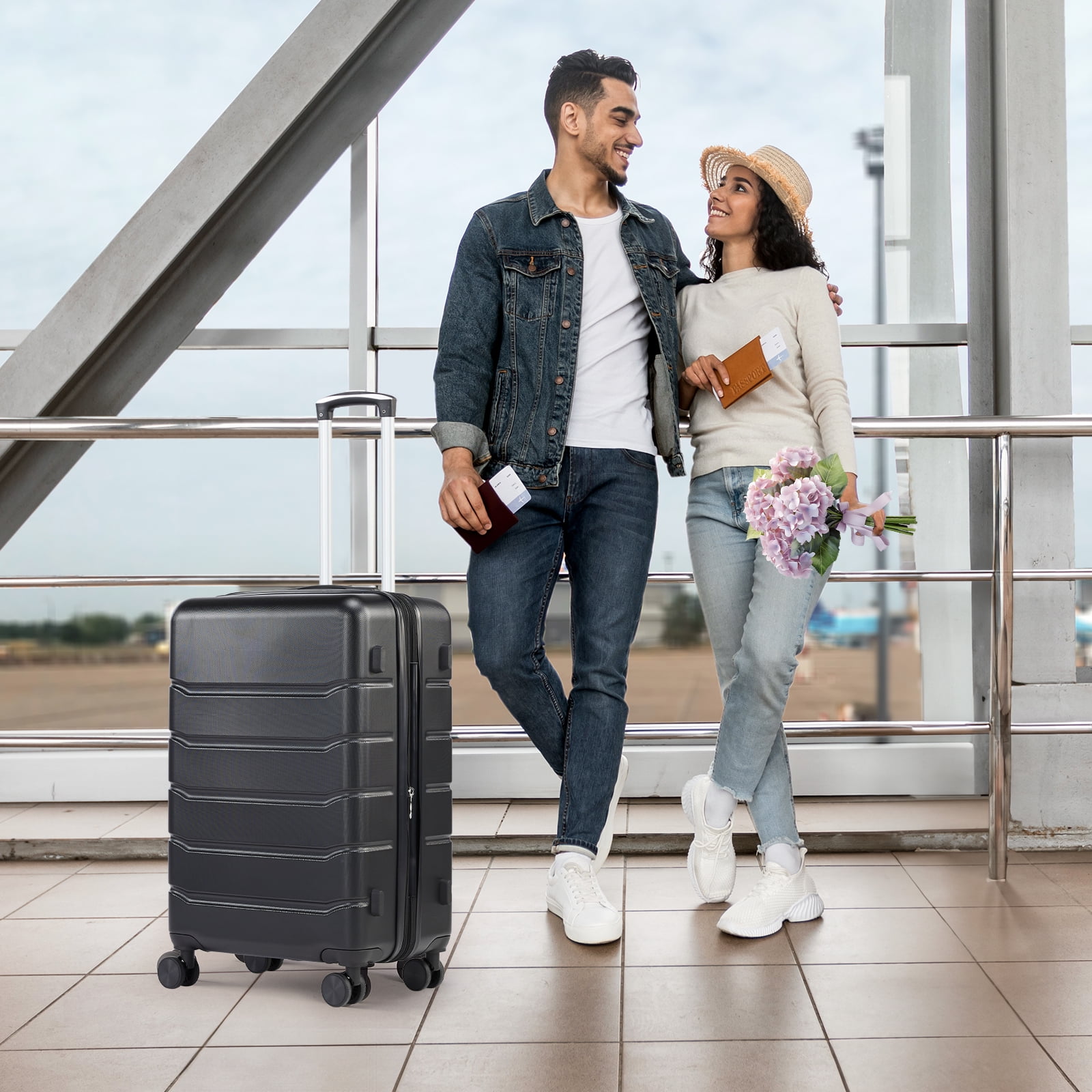 JOINSUN 20 inch Durable and Stylish Luggage,Hard Shell Expandable Double Spinner Rolling Wheels Suitcase