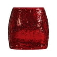 thumbnail image 2 of UJNDER Carnival Sparkling Pearls Girl Skirt Short Banquet Hip Comfortable Mini Skirt Red XL, 2 of 5