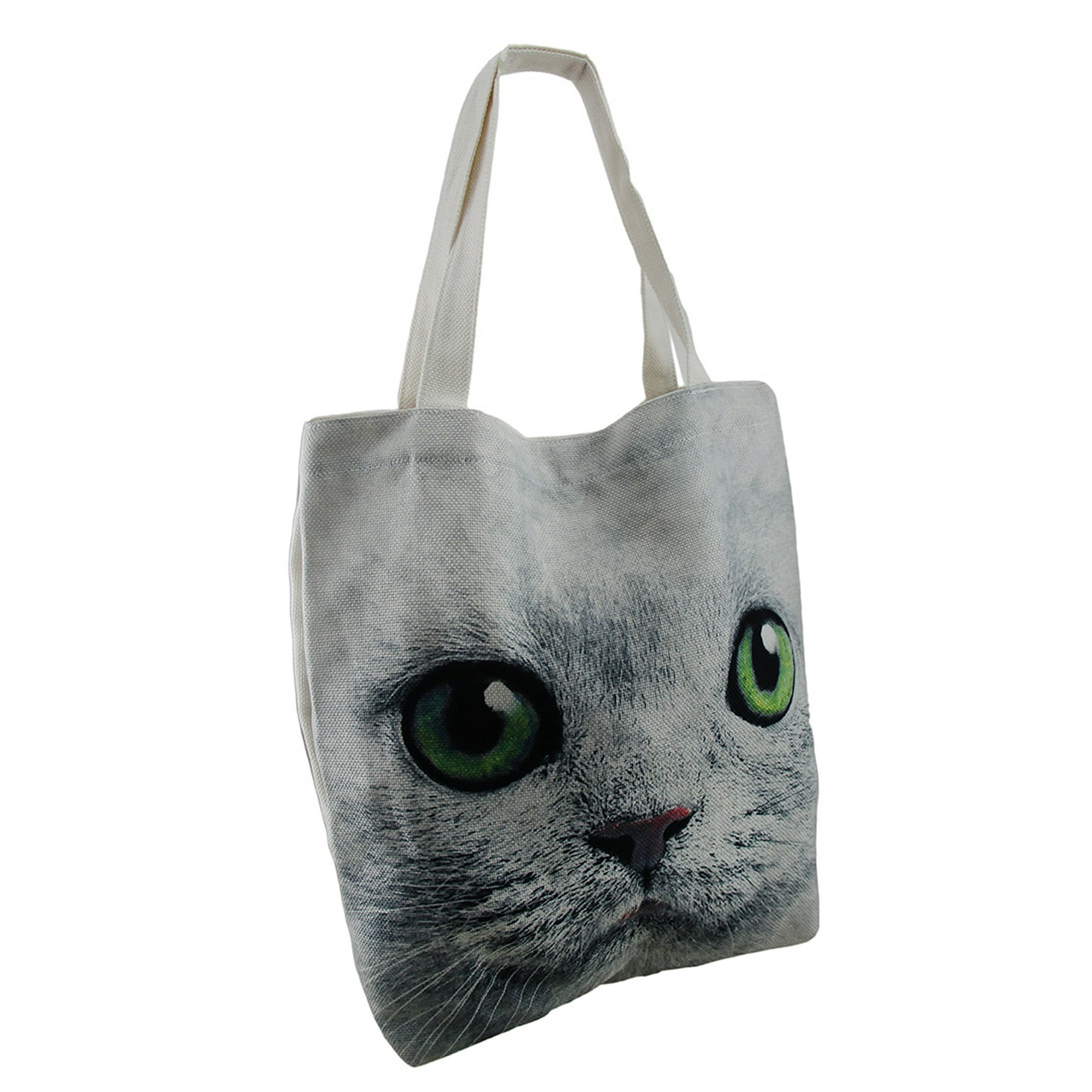 Up Close and Enlarged Green Eyed Cat Face Large Canvas Tote Bag Walmart