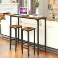 thumbnail image 3 of Gymax 3PCS Bar Table & Chairs Set Industrial Dining Breakfast Table Set w/ Metal Frame, 3 of 10