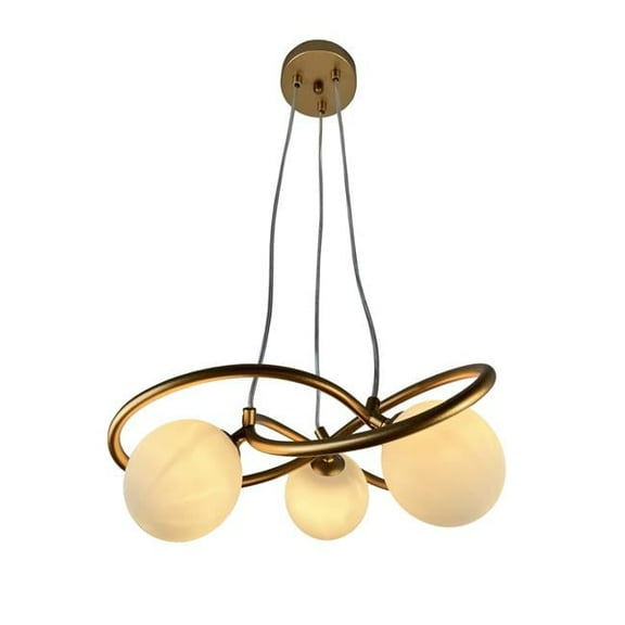 EQLight EQ21-CH-MC15 Xaman 3-Light Satin Brass Geometric Chandelier