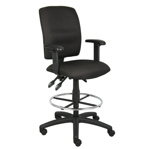 Boss Office Products Black Multi-Function Drafting STool with Adjustable Arms