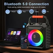 FanFun Bluetooth Speaker with Microphones, Portable Speaker With AUX Input, 20W Stereo Sound Party Speaker with Lights, Outdoor Powerful Speakers, 12H Playing Time, T17-T