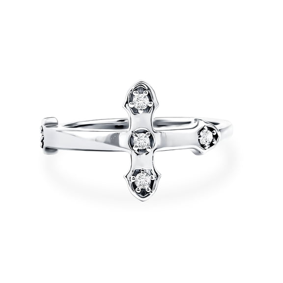 Rosec Jewels Certified Lab Grown Diamond Cross Ring - EF-VS Quality - Ready to Gift for Special Occasions, 925 Sterling Silver, US 4.00
