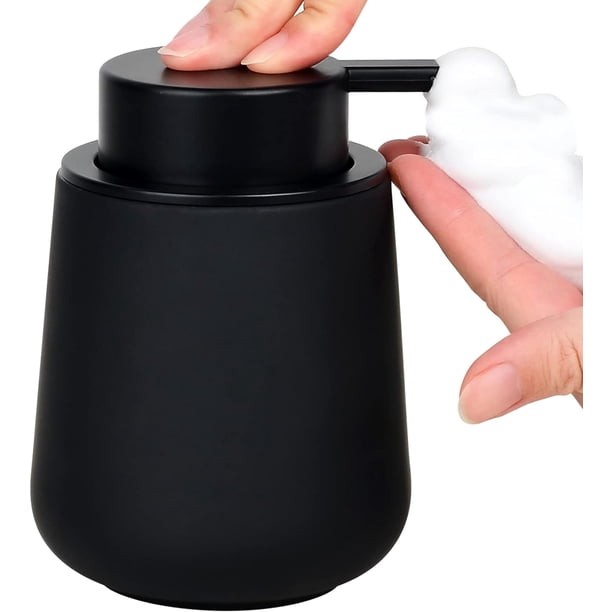 Dispensador de jabón de manos de espuma - Dispensador de bomba de mano de loción de baño Dispensador de jabón de espuma negro Dispensador de líquido para platos de cerámica para dispensador