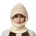 thumbnail image 5 of DJN Women's 3-in-1 Knit Hat Scarf Set Color Block Winter Neck Warmer Outdoor Windproof Cold Weather Hat Beige One Size, 5 of 6