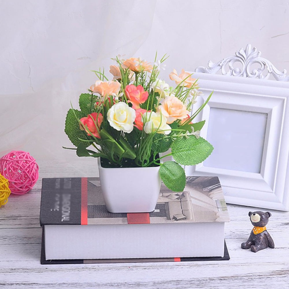 Akoyovwerve Artificial Flower Set Artificial Rose Shelf Window Small Ornaments Silk Flower Small